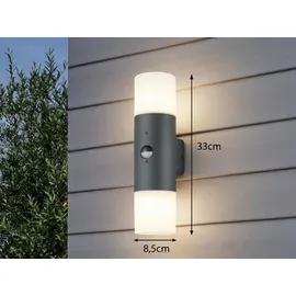 meineWunschleuchte Außenwandleuchte schwarz 33,0 cm inkl. Bewegungsmelder