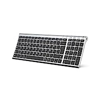 iClever BK10 Bluetooth Tastatur, kabellose wiederaufladbare Tastatur mit 3 Bluetooth Kanälen, Stabile Verbindung, Ultraslim Ergonomisches Design, Funk Tastatur für iOS, Android, Windows