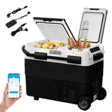 WOLTU 50L Kompressor Kühlbox elektrisch Gefrierbox Dual Zone mit USB-Anschluss, 12 V/24 V, Mini Kühlschrank Klein Gefrierschrank Kühlung bis -20 °C für Auto Lkw Boot Camping