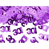 Partydeco Konfetti Zahl 30 2x1cm 15g - Zahlenkonfetti für Geburtstag Jubiläum Perlenhochzeit - Streudeko Tischkonfetti - Tischdeko - Confetti - Lila