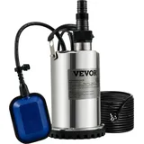 Vevor Schmutzwasserpumpe Tauchpumpe 230V Gartenpumpe Durchfluss 9500L/h Schmutzwassertauchpumpe IPX8 Auslass zuschneidbar zum Pumpen von Wasser aus Schwimmbädern Teichen Kellern