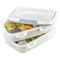 Kuchen Transportbox rechteckig mehrstöckig BPA-frei, Aufbewahrungsbox mit Deckel groß, Transportbox für Lebensmittel groß, Transportbox Kuchen rechteckig, Kuchenbehälter eckig groß, Pastellgrau