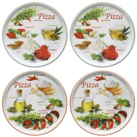 4er Set Pizzateller Napoli Pizzafoods grün + rot 33cm - 04018#ZP1 + 04018#ZP2