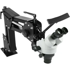 Vevor Zoom Trinokulares Stereomikroskop WF10X 20mm Binokulares Stereo Säulenständer für Jewelry Tools (3.5X-90X) Mikroskop, Silbe, 1 Count (Pack of 1) Multi-Directional Microscope