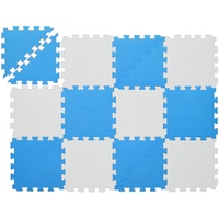 Relaxdays Puzzlematte, 12-teilige Spielmatte, schadstofffrei, Eva Schaumstoff, Kinderzimmer, 114 x 86 cm, blau/weiß