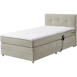Boxspringbett ED EXCITING DESIGN "Toulouse B", beige, B:122cm L:210cm, 100% Polyester, Komplettbetten, inkl. Motor