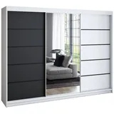 A&J MöbelLand Schiebetürenschrank VILUNO 200 x 215 x 59,5 cm Schwarz/Weiß