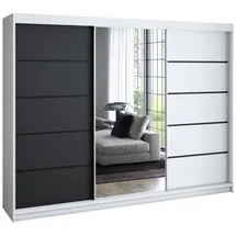A&J MöbelLand Schiebetürenschrank VILUNO 200 x 215 x 59,5 cm Schwarz/Weiß