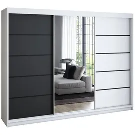 A&J MöbelLand Schiebetürenschrank VILUNO 200 x 215 x 59,5 cm Schwarz/Weiß
