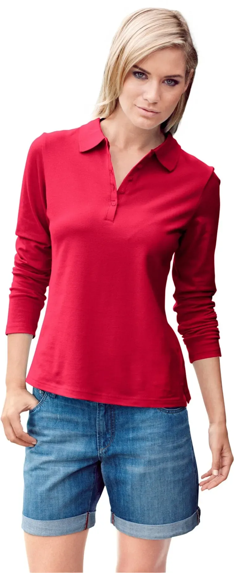 Poloshirt HEINE "Poloshirt" Gr. 42, rot Damen Shirts Jersey