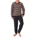 Normann Pyjama Jungen Frottee Schlafanzug langarm mit Bündchen Oberteil gestreift grau 170/176