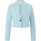 s.Oliver BLACK LABEL s.Oliver - Cropped Blazer aus Baumwollmix, Damen, blau, 36