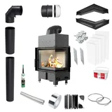 Kamineinsatz Kamin KRATKI FLOKI S rechts 8kW KOMPLETTES EINBAU-SET - Schwarz
