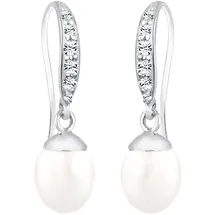 Elli Ohrhänger Süßwasserzuchtperlen Kristalle Weiß 925 Sterling Silber onesize