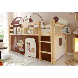 TICAA Hochbett Malte 90 x 200 cm Kiefer massiv natur