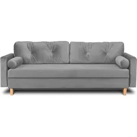 Konsimo Schlafcouch Velours 3-Sitzer Grau