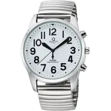 Funkuhr QUALITY TIME "Talking Watch", silberfarben, Armbanduhren, Herren, Funkuhr, Quarzuhr, Armbanduhr, Herrenuhr, Edelstahlarmband, analog, Tag