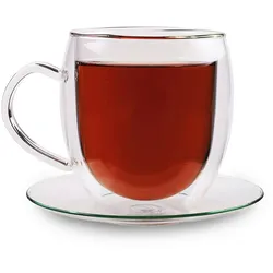 Feelino Trinkglas | Doppelwandig | Hochwertiges Borosilikatglas | 400ml | Unikat Transparent
