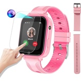 4G Kinder-Smartwatch-Telefon, 1,69-Zoll-Kinder-Smartwatch-Telefon mit Video und Telefonanruf, Kinder-GPS-Uhr mit Alarm, Gesichtsentriegelung, WLAN - Rosa