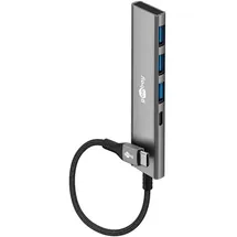 goobay Slim 4-Port, USB-Hub, USB-CTM auf USB-CTM/USB-A, 5 Gbit/s