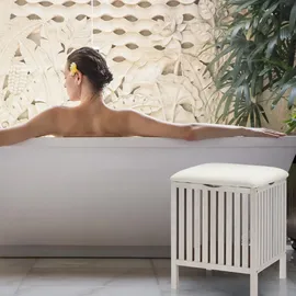 Relaxdays Wäschetruhe weiß, 1 St.