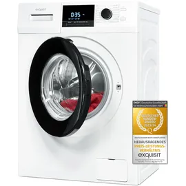 GGV-Exquisit Exquisit Waschmaschine WA58214-340A weiss | 8 kg Fassungsvermögen | Energieeffizienzklasse A | 16 Waschprogramme | Kindersicherung | Startzeitvorwahl