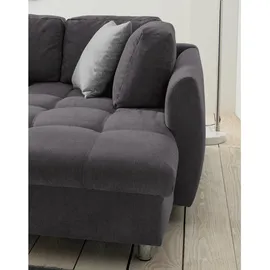luma-home Ecksofa Schlafcouch L-Garnitur ausziehbar Ottomane rechts Mikrofaser Anthrazit, / 17007 - 2 Jahre Gewährleistung - mind. 14 Tage Rückgaberecht - Grau