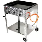 Gasbräter Pfanne Gestell 10 kW Grill Edelstahl 3 flammig Gasschlauch B01+G02+G04