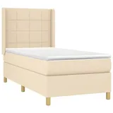 vidaXL Boxspringbett mit Matratze & LED Creme 90x190 cm Stoff