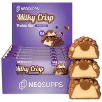 Neosupps Protein Bar Milky Crisp, 12Stk Proteinriegel, Milchprotein Powerbar Riegel, High Protein Snack mit 14g Eiweiß, für Muskelaufbau, geprüfte Qualität
