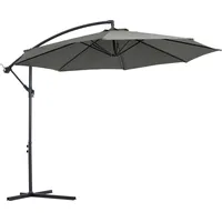Outsunny Sonnenschirm Regenschirm abnehmbar Ampelschirm Kurbelschirm Grau