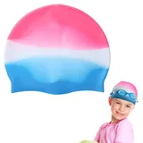 Badekappe Kinder Silikon, wasserdichte Schwimmkappe für Mädchen & Jungen (5-14 Jahre), Badekappen Badehaube Anti-Rutsch für Lange Haar, Weich und Bequem Schwimmhaube mit UV-Schutz