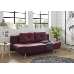Schlafsofa ANDAS "Segmon", rot (braunrot), B:200cm H:88cm T:99cm, Sofas, einfach in ein bequemes Bett umwandeln, inklusive Bettkasten