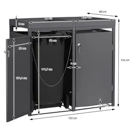 ML-Design Mülltonnenbox 264 x 80 x 124 cm anthrazit
