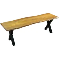 Möbelliebling Sitzbank Baumkante 140 cm nussbaum massiv Akazie X-Gestell