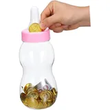 Angoily Spardose für Babyflaschen aus Kunststoff – 28 cm Große, Transparente Spardose aus Kunststoff für Jungen, Mittelstück Zur Geschlechtsenthüllung, Dekoration Und Spiele für Babypartys,