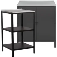 Casa.pro Outdoorset Bolognano Standregal und Schrank Schwarz, matt