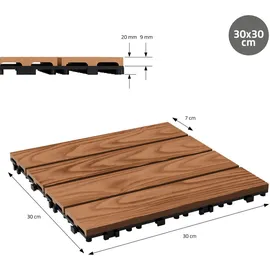 ML-Design WPC Terrassenfliesen 30x30 cm 55 Stück Hellbraun Holzoptik