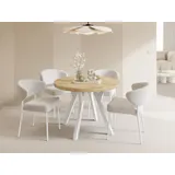 WFL GROUP Esstisch Rund Groß XXL Ausziehbar im Loft-Stil – 100 bis 300 cm – Extra Lang Ausziehtisch mit Weißen Holzbeinen, Industrieller Tisch für 5-1... - Braun