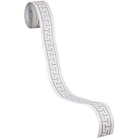 A.S. Création Bordüre Stick ups klassisch stark strukturiert 5,00 m x 0,04 m grau metallic weiß Made in Germany 281319