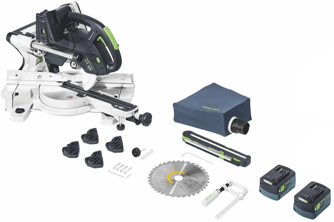 Festool KSC 60 EB-Basic KAPEX Akku Kapp Zugsäge 18 V / 36 V 216 mm Brushless + 2x Akku 5,0 Ah - ohne Ladegerät