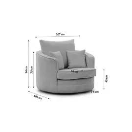 S-Style Drehsessel Ted Bouclé 107 x 94 x 0 cm Grau drehbar mit Kissen