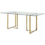 Pascal Morabito - Esstisch für 6 Personen - Sicherheitsglas & Edelstahl - Transparent & Goldfarben - NILESA II
