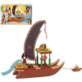 Mattel Disney Vaiana 2 Spielzeuge, Vaianas Abenteuerkanu-Spielset mit kleiner Vaiana-Puppe, 1 Charakterfreund, 6 Spielbereichen und 10 Zubehörteilen, JBT78