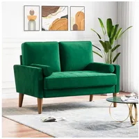 ToteBox 2-Sitzer 121CM Kleine Samt Sofa mit 2 Kissen für Wohnzimmer, Schlafzimmer grün