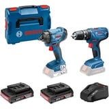 Bosch Professional 18V System Combo Kit: Schlagbohrschrauber GSB 18V-21 + Drehschlagschrauber GDR 18V-160 (inkl. 2x 2.0Ah Akku, Ladegerät GAL 1820 CV, L-BOXX)