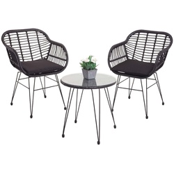 Poly-Rattan Garnitur MCW-G17, Balkon-Set Gartengarnitur Sitzgruppe Stuhl, Seil ~ anthrazit, Kissen anthrazit