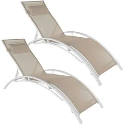 TECTAKE 2 Gartenliegen aus Aluminium, 5-stufig  2beige