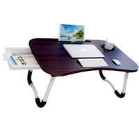Tragbarer Laptoptisch, Frühstücksbrett, Tablet-Halter, Getränkehalter, praktische Schublade unter dem Tisch 60x40x27 cm Schwarz