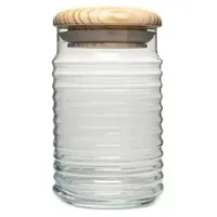 Pasabahce - Elegantes Glasgefäß Vorratsglas Aufbewahrungsglas mit Holzdeckel 1120